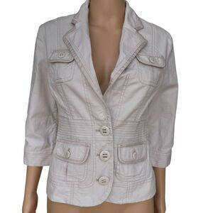 White House Black Market cotton utility-style blazer/jacket 3/4 sleeves size 0